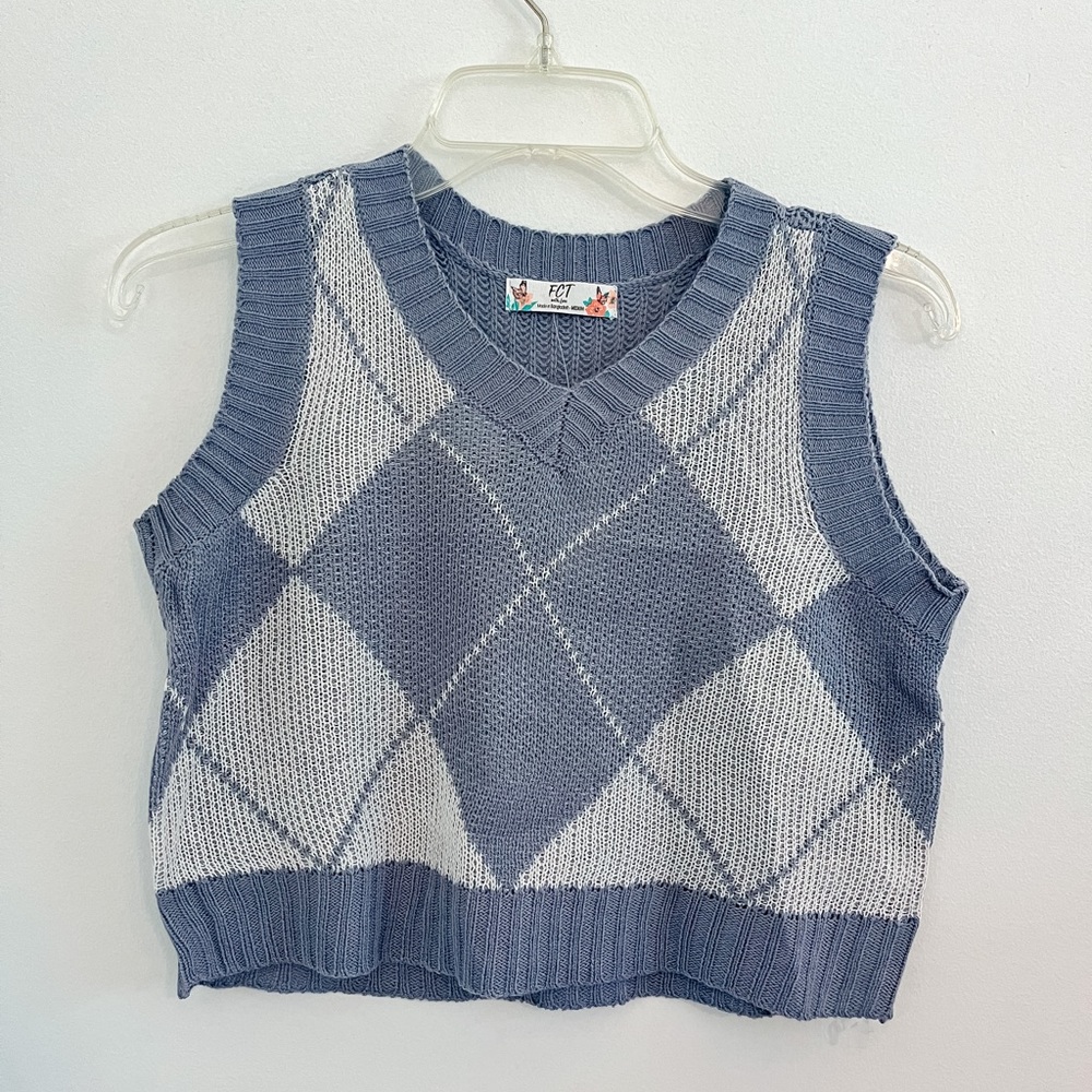 Argyle Cropped Sweatervest
